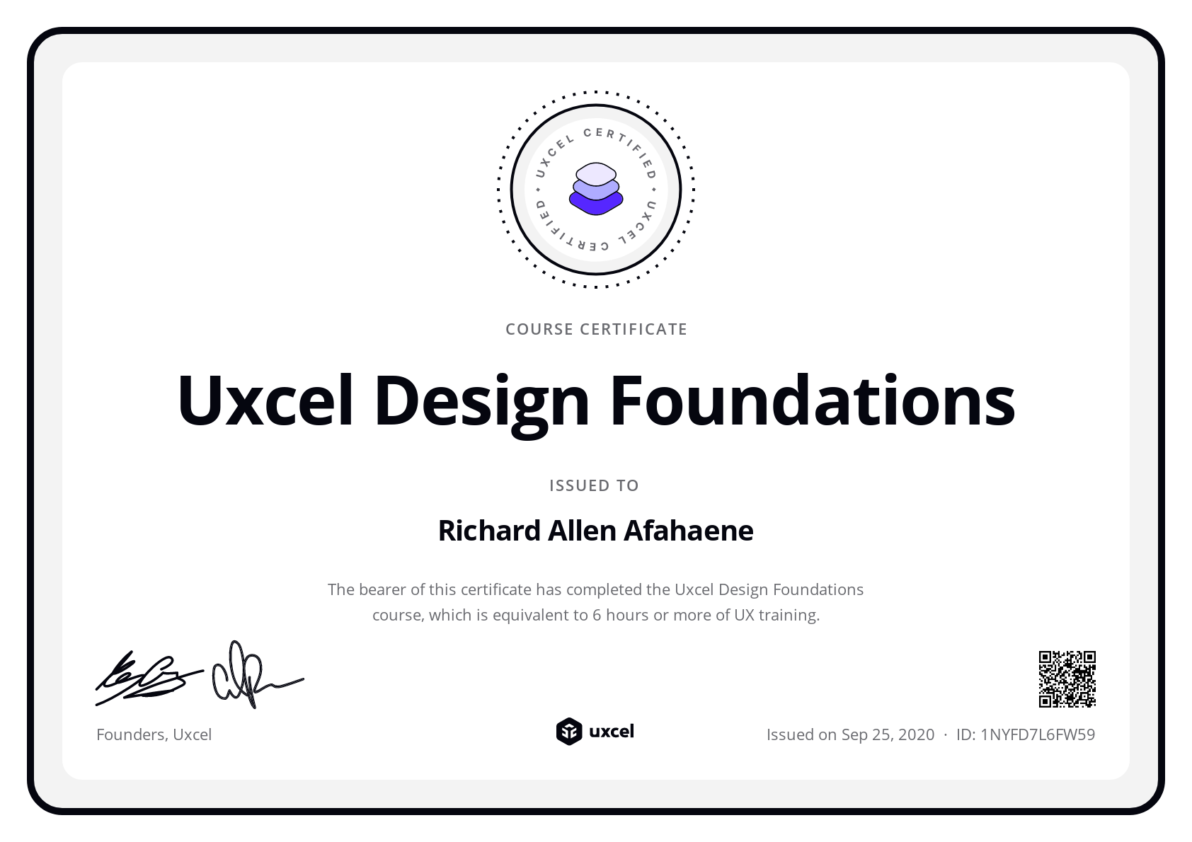 AAR.'s certificate